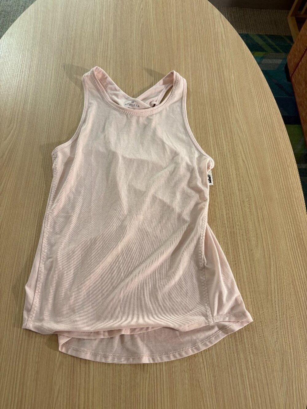 Athleta Yogini Tank Top XXS Xtra Xtra Small Light Pink Back Cutout Polyester